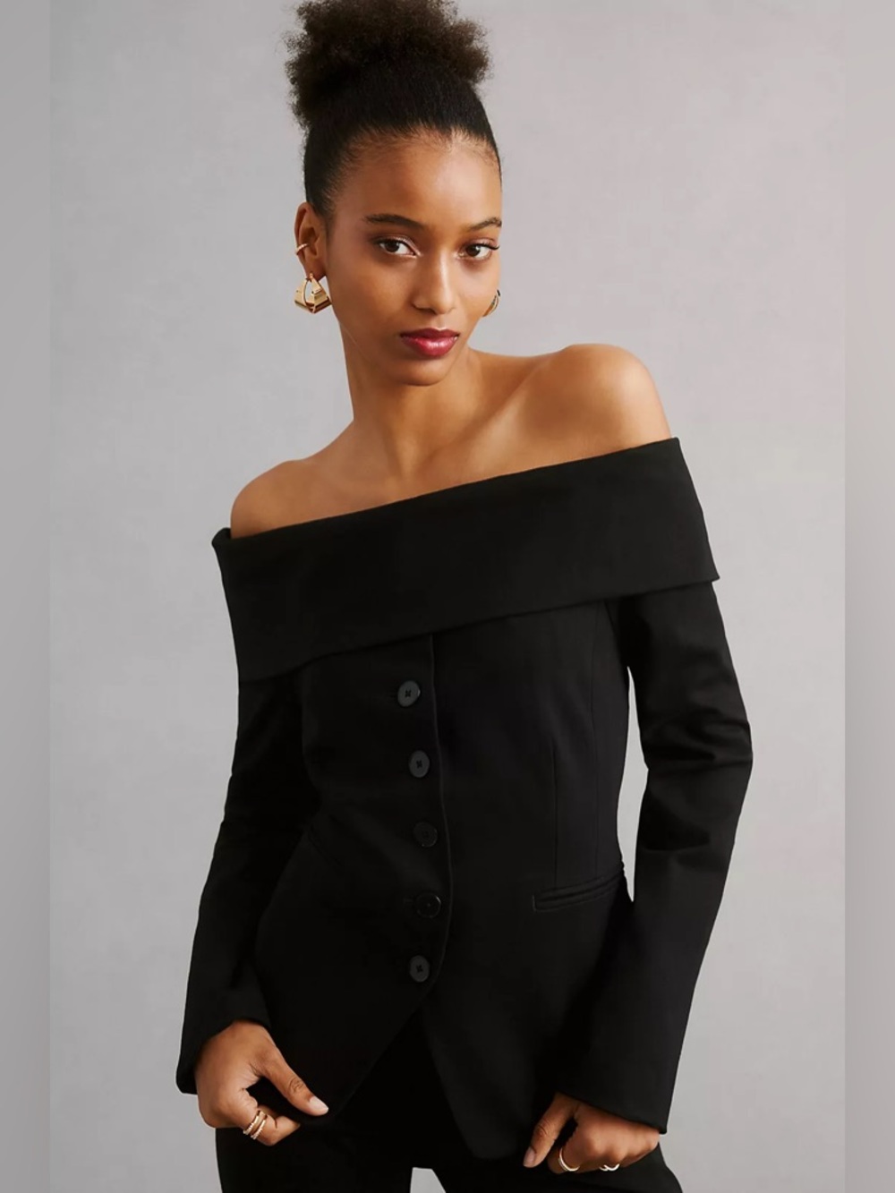 🖤 Maeve by Anthropologie Off-The-Shoulder Blazer Sz 10